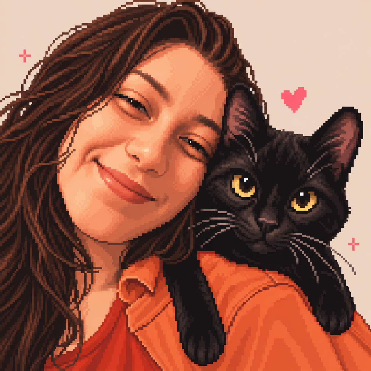 Dani Almeida com Nickie em pixel art